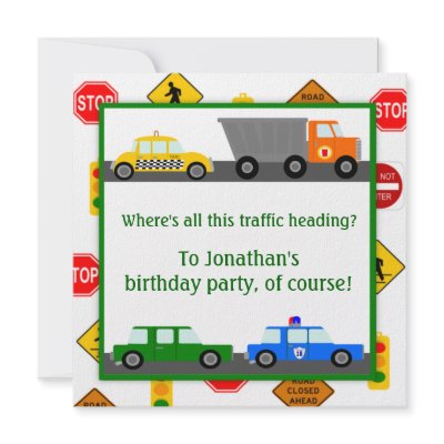 Cars, Trucks and Street Signs Children's Birthday by csinvitations