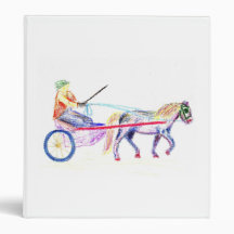 Cart horse in coloured crayon pastel, pony sulky binders