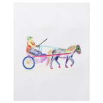 Cart horse in coloured crayon pastel, pony sulky custom flyer