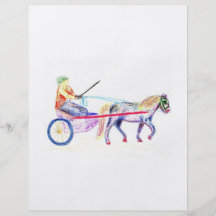Cart horse in coloured crayon pastel, pony sulky custom flyer