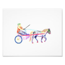 Cart horse in coloured crayon pastel, pony sulky photo art