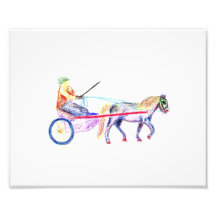 Cart horse in coloured crayon pastel, pony sulky photo art