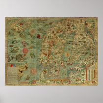 Carta Marina Map of Scandinavia by Olaus Magnus Poster