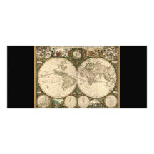 Carte 1660 du monde d'antiquité par Frederick de W Motif Pour Double Carte