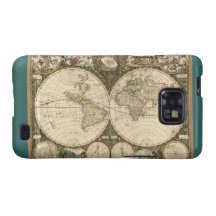 Carte 1660 du monde d'antiquité par Frederick de W Coque Galaxy S2