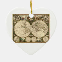 Carte 1660 du monde d'antiquité par Frederick de W Ornement