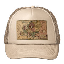 Carte 1721 de l'Europe Casquettes