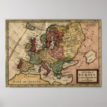 Carte 1721 de l'Europe Posters