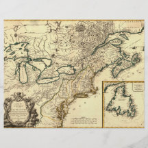 Carte 1778 du Canada et des Etats-Unis Prospectus Avec Motif