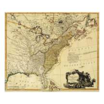 Carte 1784 des Etats-Unis d'Amérique par Faden Impressions Photo