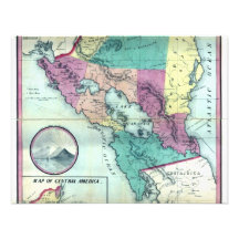 Carte 1856 de gouvernement du Nicaragua par A.H. J Faire-parts