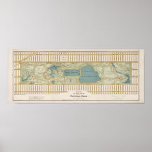 Carte 1875 de Central Park Affiche