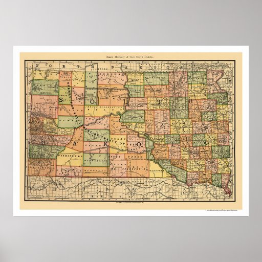 Carte 1892 de chemin de fer du Dakota du Sud Posters