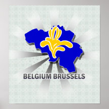 Carte 2,0 de drapeau de la Belgique Bruxelles Posters