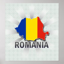 Carte 2,0 de drapeau de la Roumanie Affiche