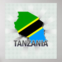 Carte 2,0 de drapeau de la Tanzanie Posters