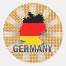 Carte 2,0 de drapeau de l'Allemagne Autocollant Rond