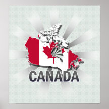 Carte 2,0 de drapeau du Canada Affiche