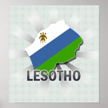 Carte 2,0 de drapeau du Lesotho Posters