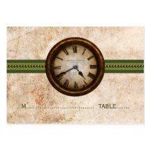 Carte antique d'endroit d'horloge, verte cartes de visite personnelles