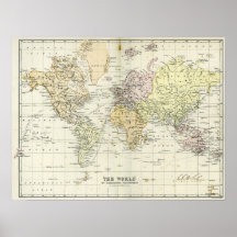 Carte antique du monde posters