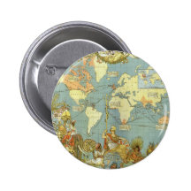 Carte antique du monde, Empire Britannique, 1886 Badge