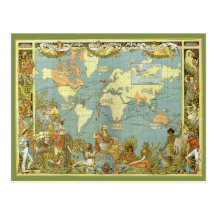 Carte antique du monde, Empire Britannique, 1886 Carte Postale