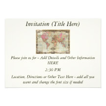 Carte antique du monde par John Colton, circa 1854 Invitations