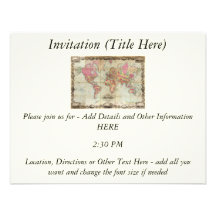 Carte antique du monde par John Colton, circa 1854 Invitations Personnalisées