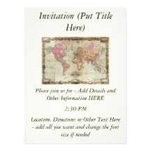 Carte antique du monde par John Colton, circa 1854 Invitations