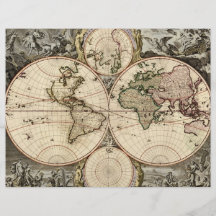Carte antique du monde par Nicolao Visscher, circa Prospectus Personnalisés