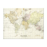 Carte antique du monde toiles tendues sur châssis