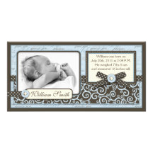 Carte BLEUE de faire-part d'orteils minuscules Photocarte Customisée