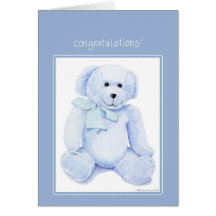 Carte bleue de félicitations d'ours de nounours