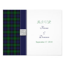 Carte celtique de réponse de tartan noir de montre invitations personnalisables