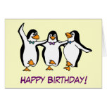 Carte d'anniversaire de pingouins de danse