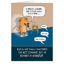 Carte d'anniversaire drôle : Chien Standup