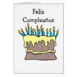 Carte d'anniversaire espagnole - gâteau d'annivers