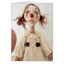 Carte d'anniversaire primitive de clown d'art popu