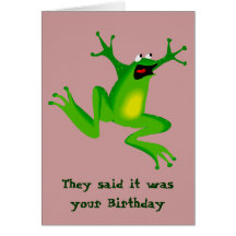 Carte d'anniversaire tardive de grenouille frénéti