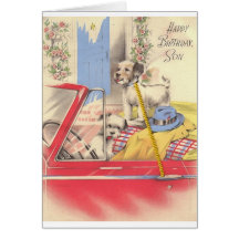 Carte d'anniversaire vintage de fils
