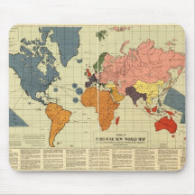 Carte d'après-guerre du monde tapis de souris