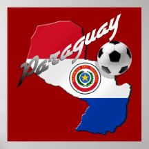 Carte de ballon de football de drapeau du Paraguay Posters