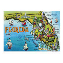 Carte de bande dessinée de la Floride Carte Postale