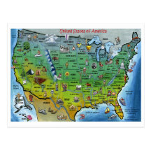 Carte de bande dessinée des Etats-Unis Carte Postale