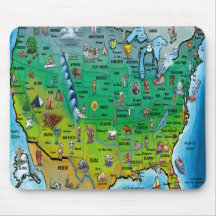 Carte de bande dessinée des Etats-Unis Tapis De Souris