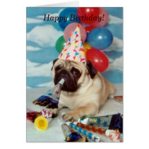 Carte de carlin de joyeux anniversaire