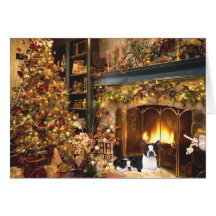 Carte de cheminée de Noël de Boston Terrier