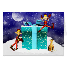 Carte de chien de boxeur et de Noël d'Elf