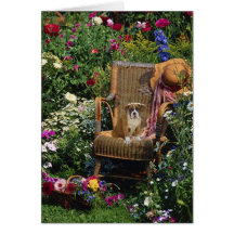 Carte de chiot de boxeur dans le jardin